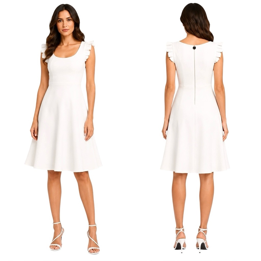 Calvin Klein Ruffled Cap Sleeved Fit & Flare Dress Size 14
